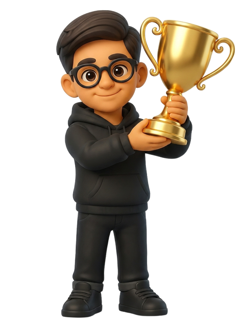 Sayhaan holding a trophy